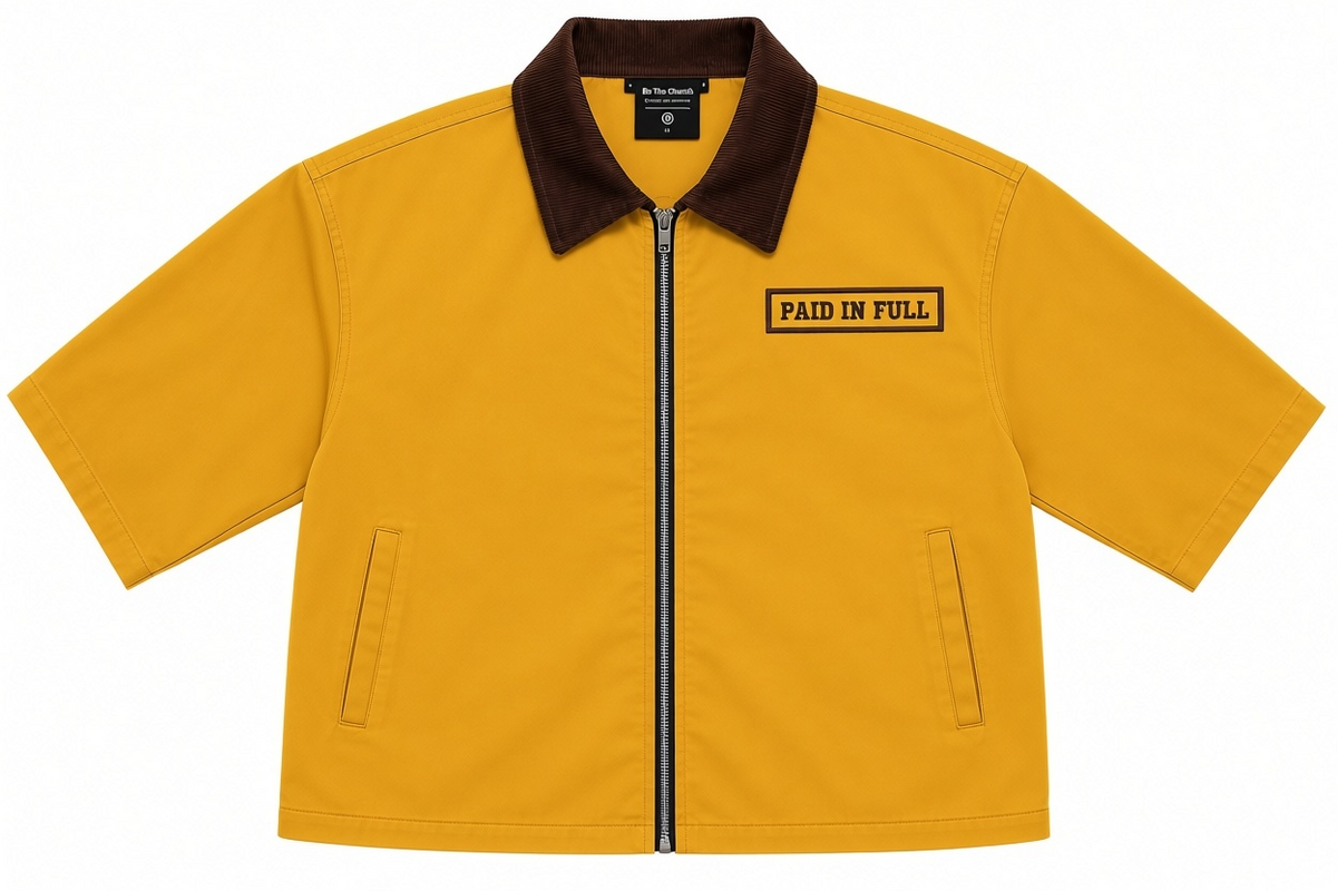 Paid In Full Mustard Zip Up Utility Shirt