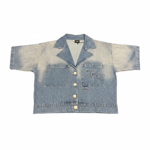 Church Girl Cropped Logo Denim Shirt