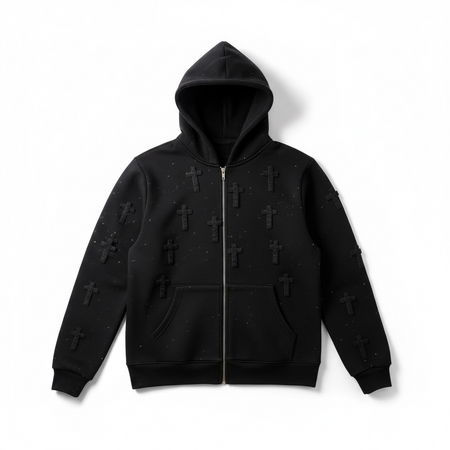 The Stones And Crosses Blackout Zip-Up Hoodie – Church Boy Apparel