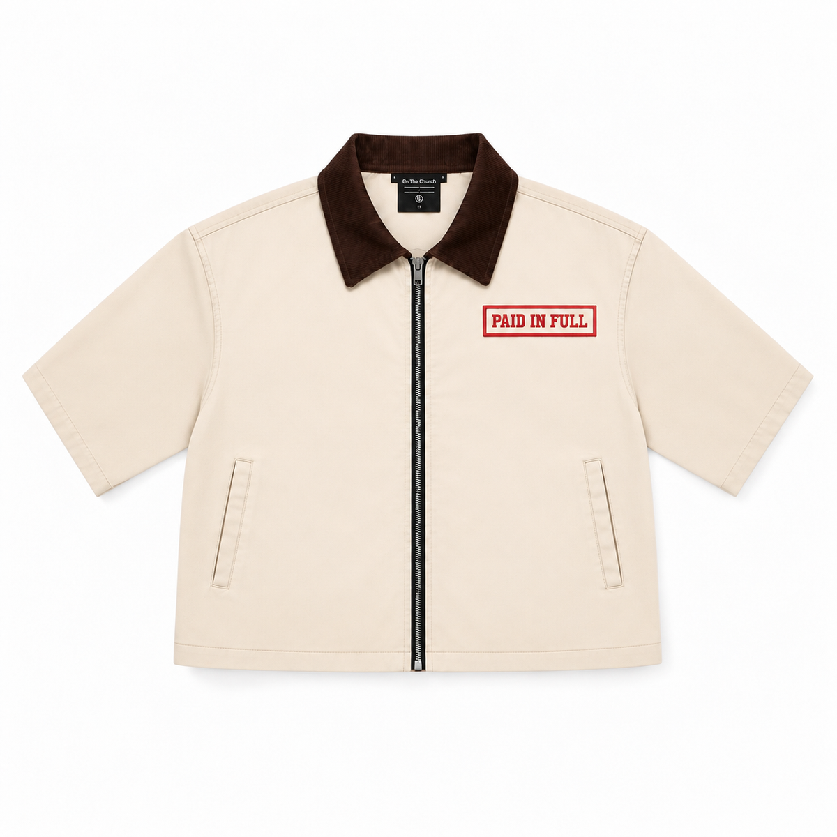 Paid In Full Tan Zip Up Utility Shirt