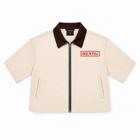 Paid In Full Tan Zip Up Utility Shirt