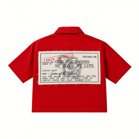 Paid In Full Red Zip Up Utility Shirt