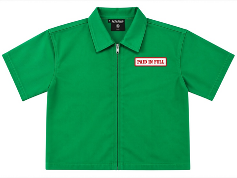 Paid In Full Green Zip Up Utility Shirt