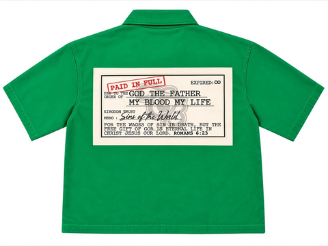 Paid In Full Green Zip Up Utility Shirt